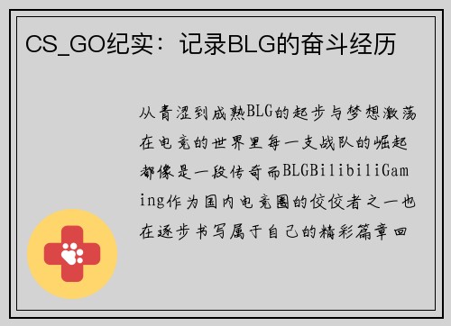 CS_GO纪实：记录BLG的奋斗经历