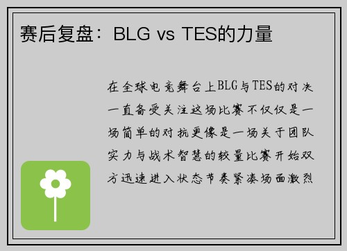 赛后复盘：BLG vs TES的力量